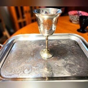 Set. Silver Plate Tray And Chalice. Vintage.